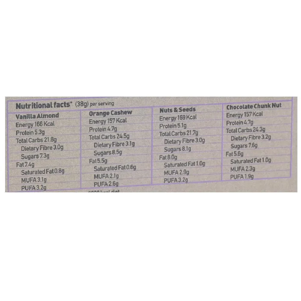 Yoga Bar Multigrain Variety Energy Bar - Chocolate, Vanilla Almonds, Cashew Orange & Nuts & Seeds, 38 g (Pack of 10)-4.webp